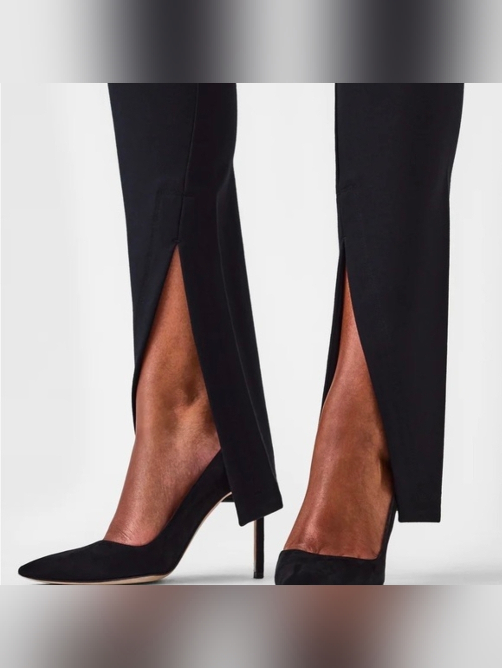 Spanx Perfect Front Slit Ponte Leggings Black  Strechable Size Meduim - Picture 2 of 14